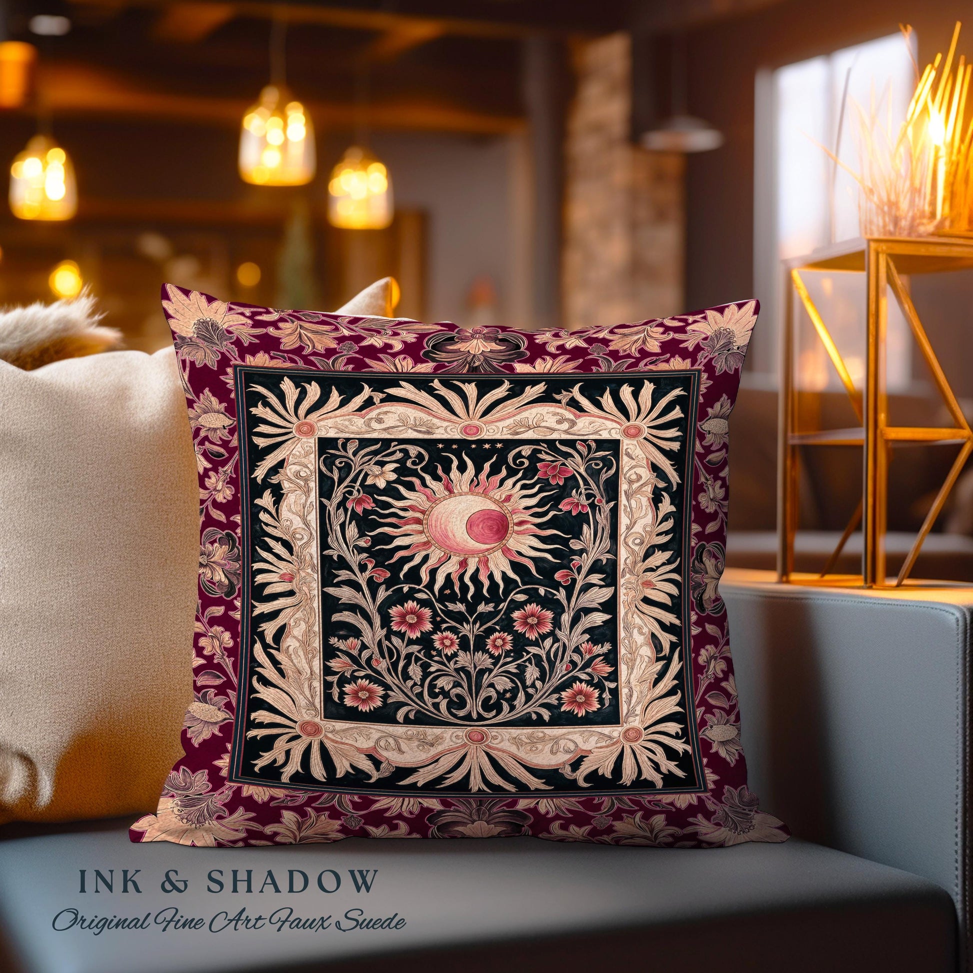 Celestial Victorian Gothic Accent Pillow | Dreamy Aesthetic Witchy Bohemian Magic Cosmic Astrology-Themed Maximalist Bedroom Decor Cosmic