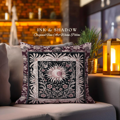 Celestial Victorian Gothic Accent Pillow | Dreamy Aesthetic Witchy Bohemian Magic Cosmic Astrology-Themed Maximalist Bedroom Decor Cosmic