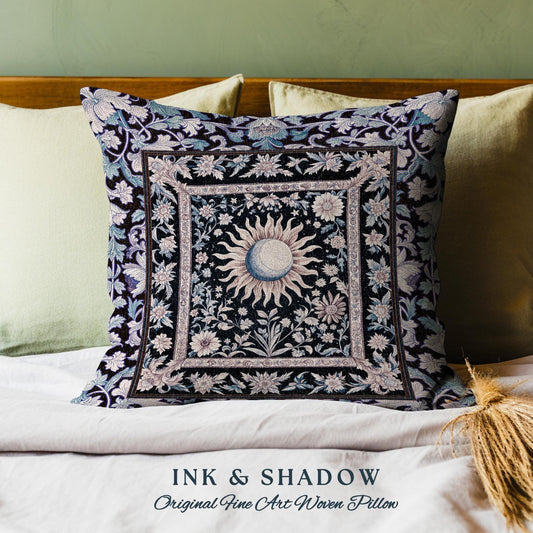 Pastel Whimsy Celestial Cushion | Mystic Bohemian Celestial Witchy Home Decor Maximalist Gothic Sun and Moon Tarot Inspired Accent Pillow |