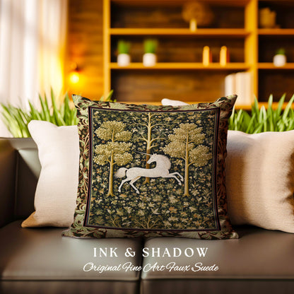 Magic Aesthetic Woven Tapestry Pillow Cottagecore Style | Dark Academia Folklore Decor Gothic Maximalist Gift for Fantasy Lover Home Cushion