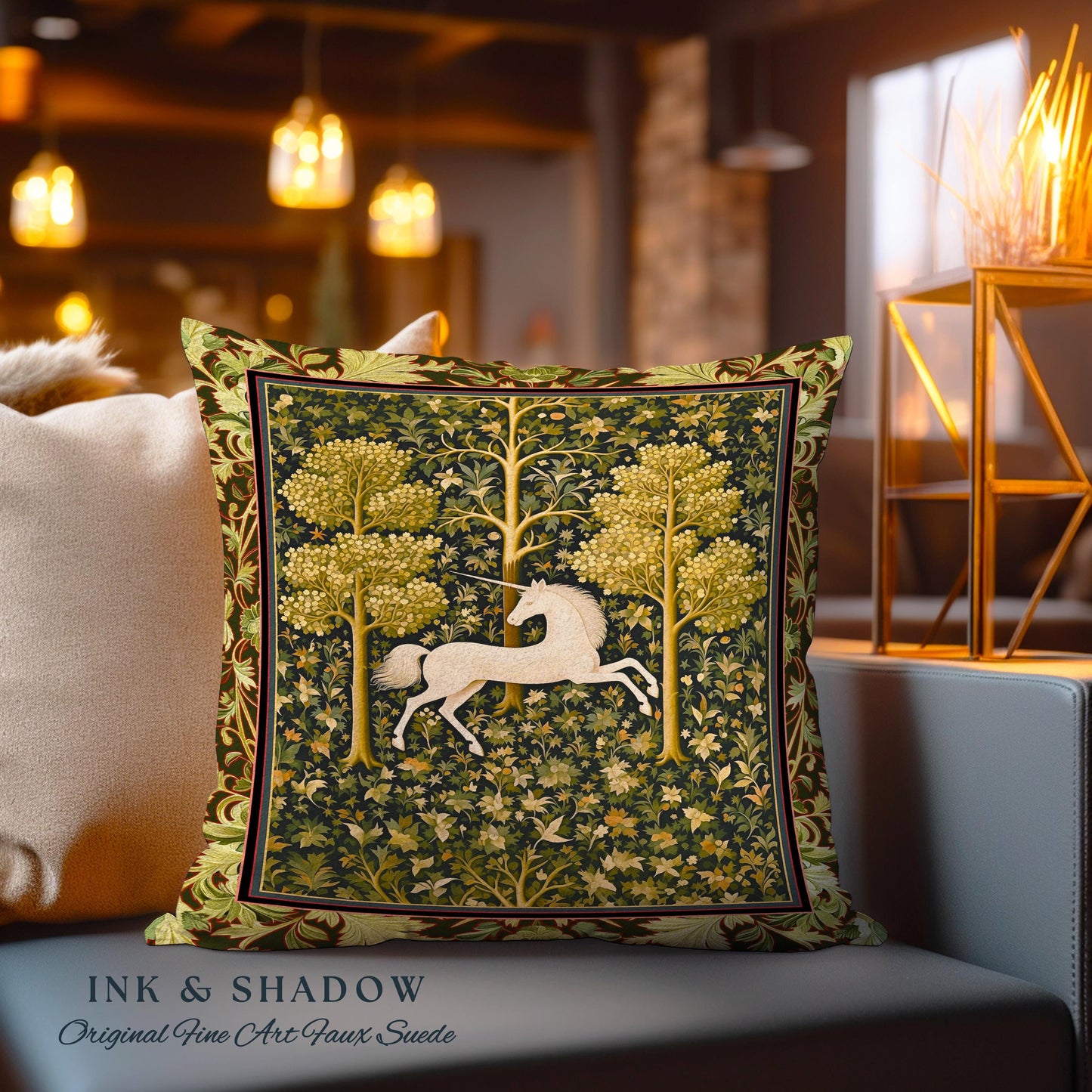 Magic Aesthetic Woven Tapestry Pillow Cottagecore Style | Dark Academia Folklore Decor Gothic Maximalist Gift for Fantasy Lover Home Cushion