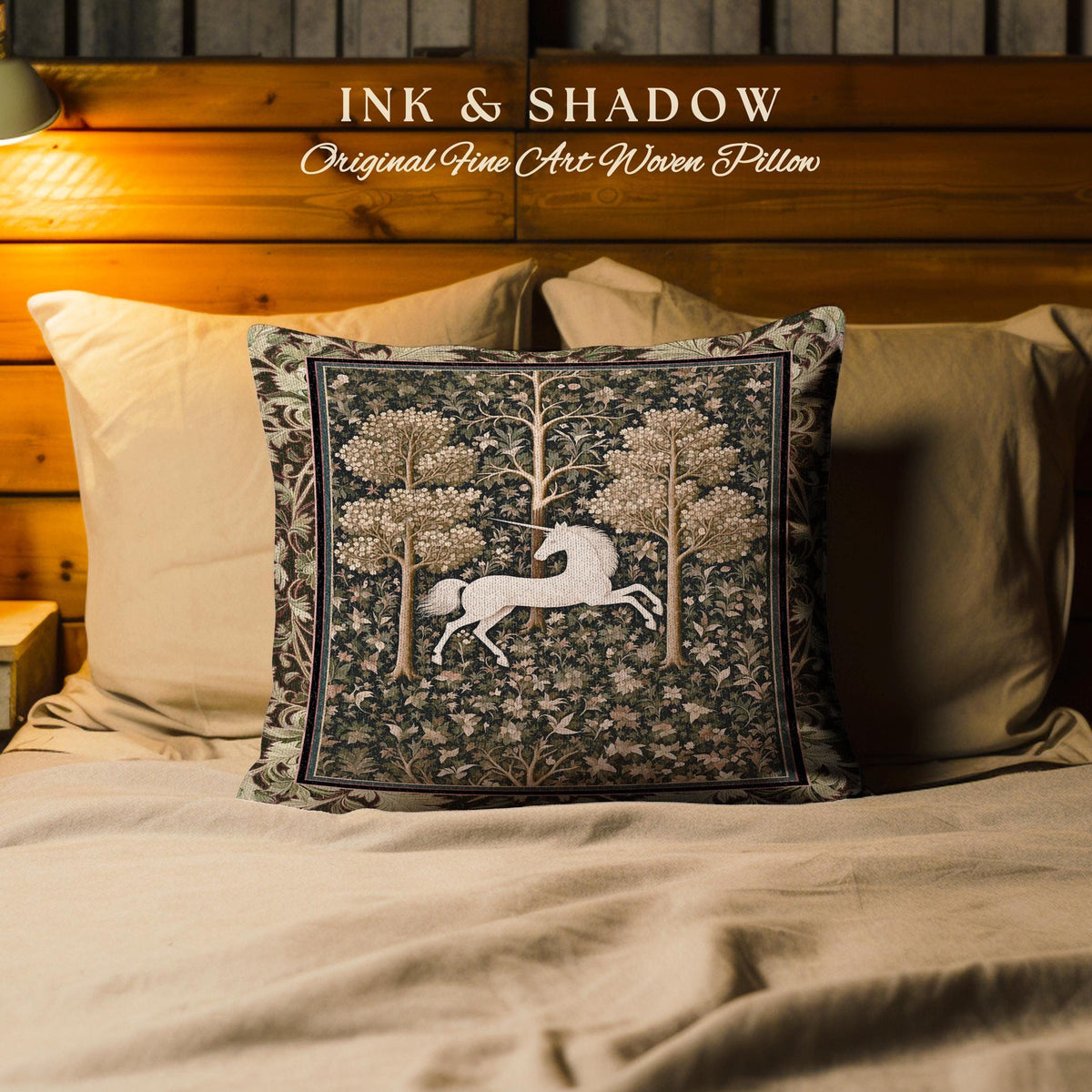 Magic Aesthetic Woven Tapestry Pillow Cottagecore Style | Dark Academia Folklore Decor Gothic Maximalist Gift for Fantasy Lover Home Cushion