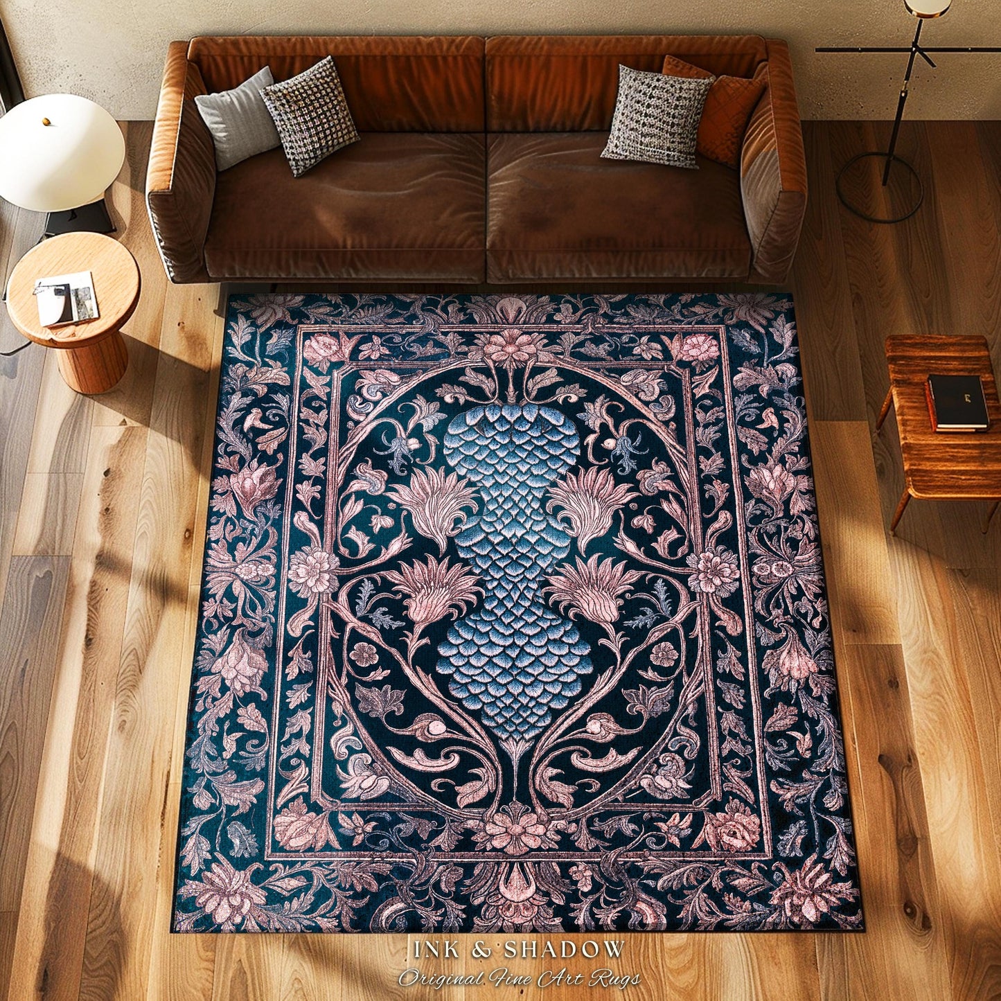 Fairy Grunge Whimsical Fantasy Rug | Pastel Gothic Dragon Scale Home Accent Knightcore Medieval Floral Aesthetic Mystic Fairytale Royal Rug