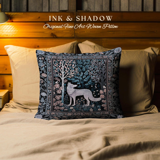 Dark Cottagecore Fairytale Throw Pillow | Storybook Forest Scandinavian Accent Danish Interior Bohemian Aesthetic Magical Fairytale Folklore