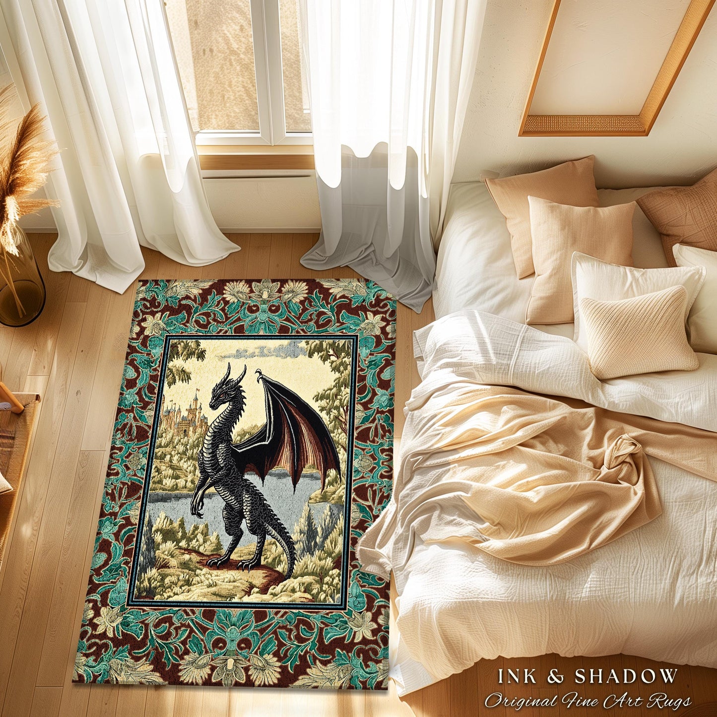 Dark Fairytale Aesthetic Area Rug | Fantasy Accent Woodland Medieval Bedroom Ethereal Victorian Gothic Dark Academia Decor Whimsigothic Art