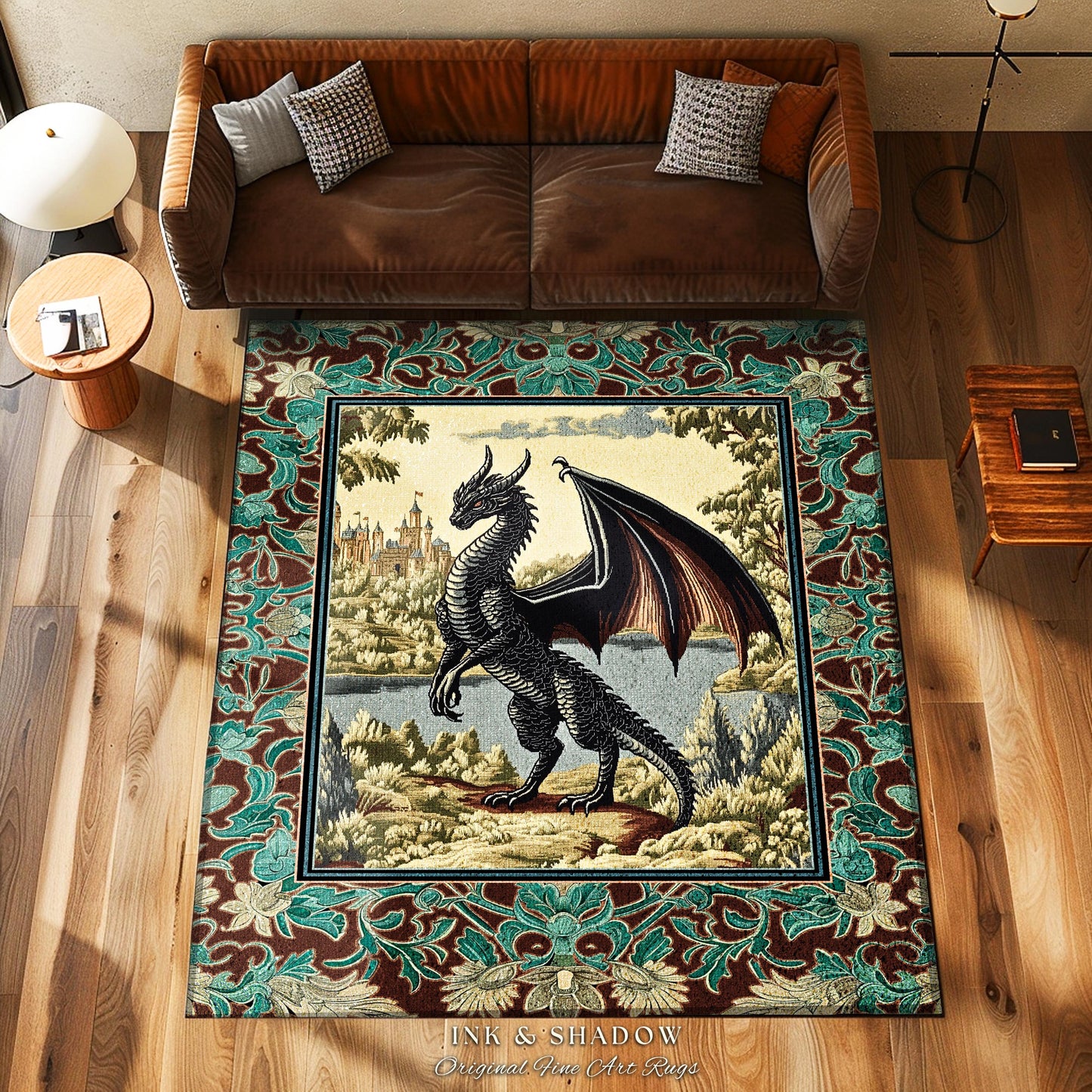 Dark Fairytale Aesthetic Area Rug | Fantasy Accent Woodland Medieval Bedroom Ethereal Victorian Gothic Dark Academia Decor Whimsigothic Art