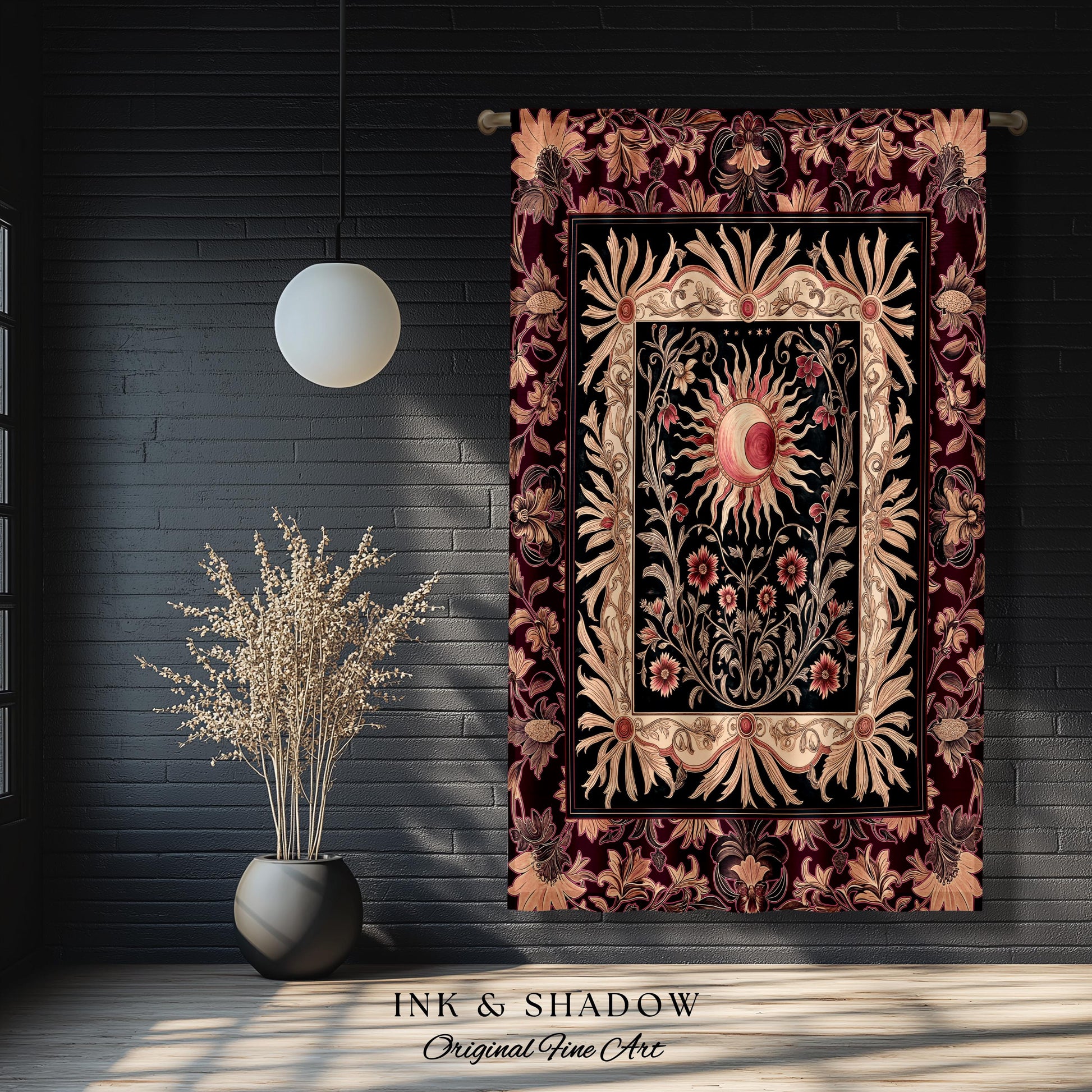 Celestial Victorian Gothic Drapes | Dreamy Aesthetic Witchy Bohemian Magic Cosmic Astrology-Themed Maximalist Bedroom Decor Cosmic Curtains