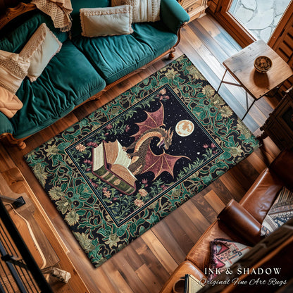 Dark Academia Medieval Folklore Rug | Nordic Witchy Gothic Dark Magic Woodland Reading Corner Moody Accent Rug Bedroom Dark Cottagecore |