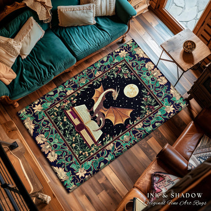 Fairy Tale Ethereal Home Accent Rug | Knight Aesthetic Woodland Medieval Maximalist Dragon Lover Area Rug Dark Academia Reading Corner Art