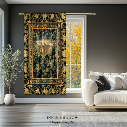 Ethereal Fairytale Fantasy Castle Drapes | Dark Academia Woodland Fairy Folklore Curtains Princess Aesthetic Magical Landscape Forestcore |