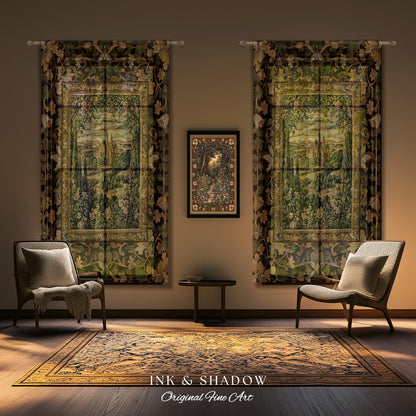Romantic Victorian Botanical Curtains | Medieval Woodland Fairytale Castle Whimsigothic Folklore Romantic Princesscore Victorian Drapes |