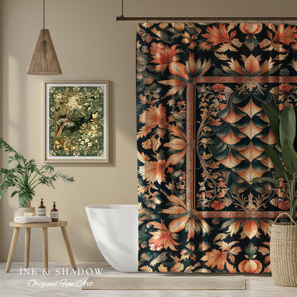 Royal Elegance Rococo Shower Curtain | Medieval Magic Ethereal Pastel Storybook Bathroom Decor Victorian Dragon Scales Decorative Eclectic |