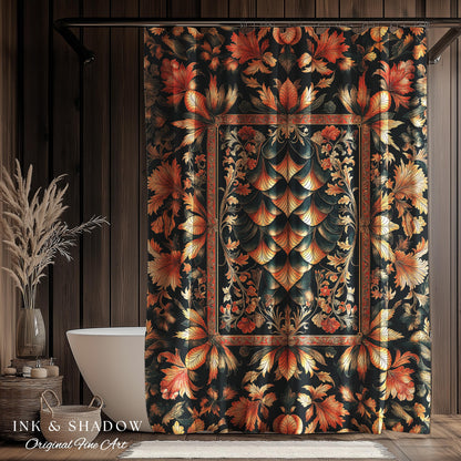 Royal Elegance Rococo Shower Curtain | Medieval Magic Ethereal Pastel Storybook Bathroom Decor Victorian Dragon Scales Decorative Eclectic |