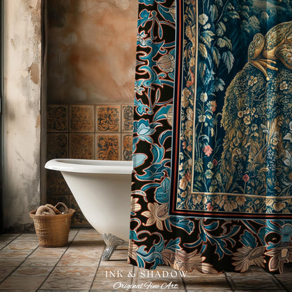 Fairytale Aesthetic Toad Shower Curtain | Frog Lover Bedroom Accent Goblincore Bathroom Dark Cottagecore Magic Eclectic Fairycore Book Nook