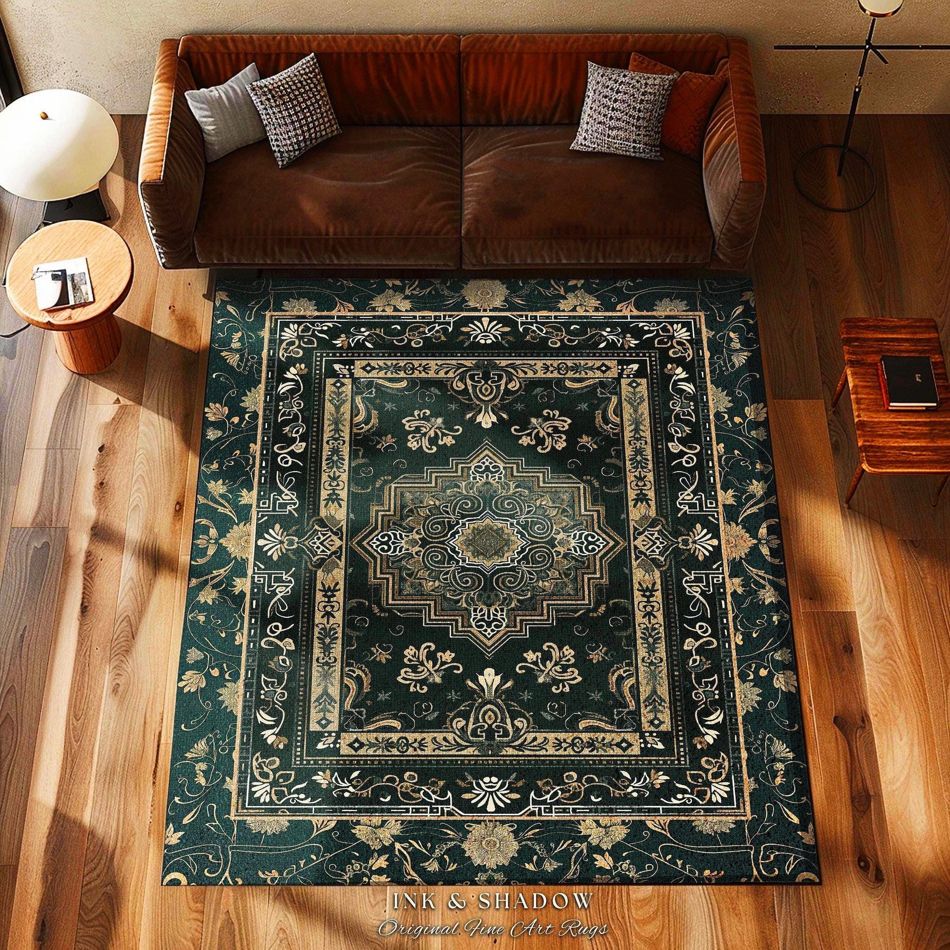 a living room with a couch and a rug on the floor