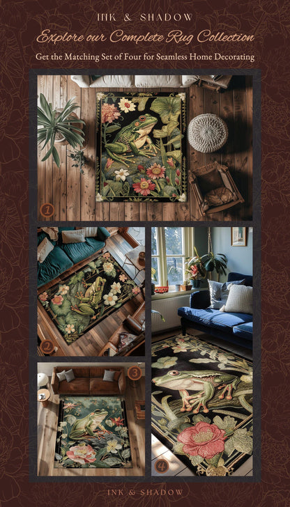 Woodland Toad Floor Mat | Fairy Aesthetic Living Room Home Decor Frog Lover Gift Cottagecore Earth Tone Bedroom Floor Mat Mystical Botanical
