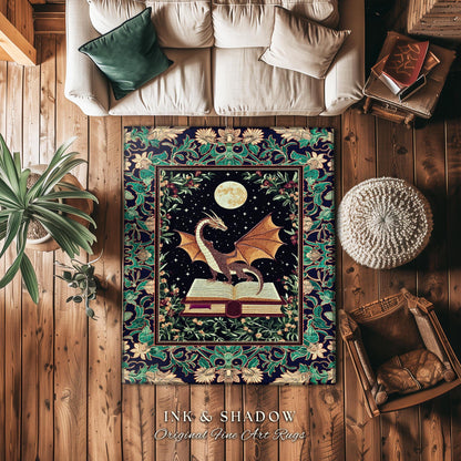 Fairy Tale Ethereal Home Accent Rug | Knight Aesthetic Woodland Medieval Maximalist Dragon Lover Area Rug Dark Academia Reading Corner Art