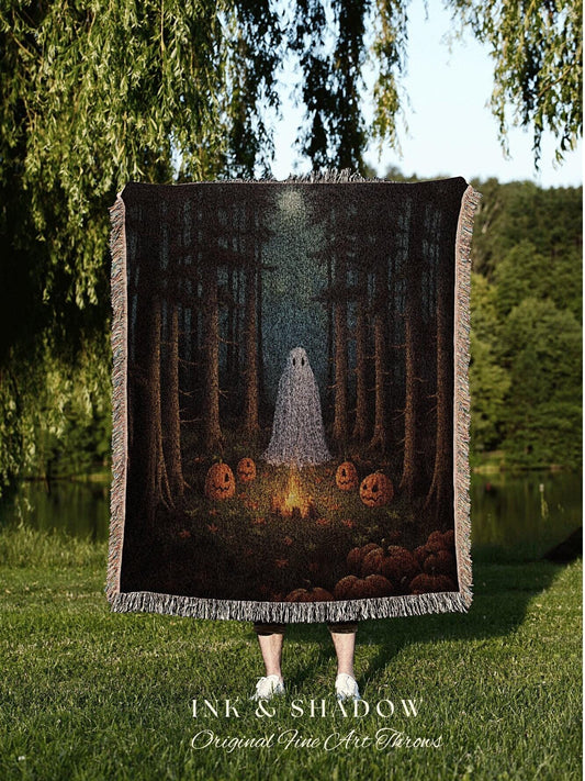 Macabre Ghost Painting Tapestry Blanket Ghost Spooky Tapestry | Halloween Vintage Ghost Art Woven Tapestry Halloween Decor Dark Academia Art