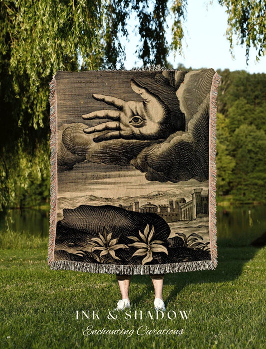 Dark Academia Tapestry Woven Blanket | Woven Wall Hanging Whimsigoth Decor | "Recueil D'emblemes Divers" | Dark Cottagecore Gothic Tapestry