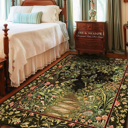 Toadstool Forest Mystical Mushroom Rug | Dark Academia Folklore Forest Inspired Fairycore Botanical Aesthetic Accent Rug Magical Medieval