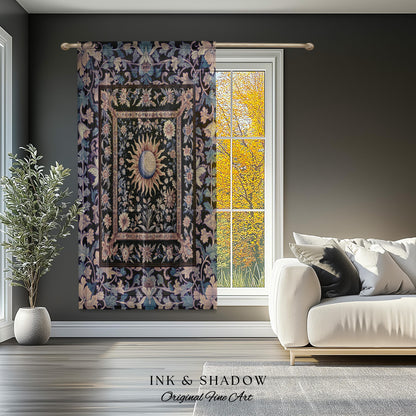 Pastel Whimsy Celestial Drapes | Mystic Bohemian Celestial Witchy Home Decor Maximalist Gothic Sun and Moon Tarot Inspired Curtains Blackout