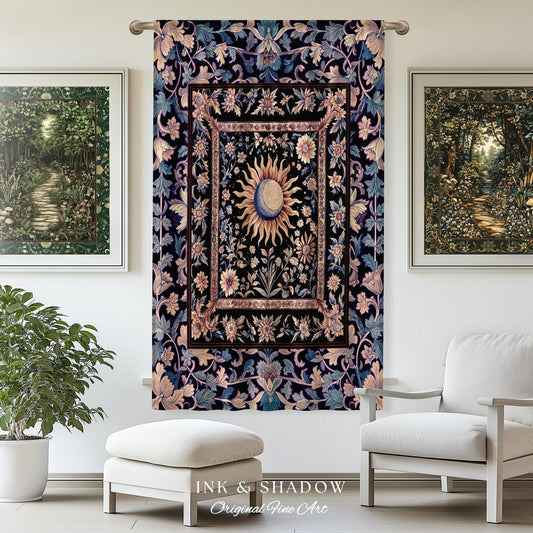 Pastel Whimsy Celestial Drapes | Mystic Bohemian Celestial Witchy Home Decor Maximalist Gothic Sun and Moon Tarot Inspired Curtains Blackout