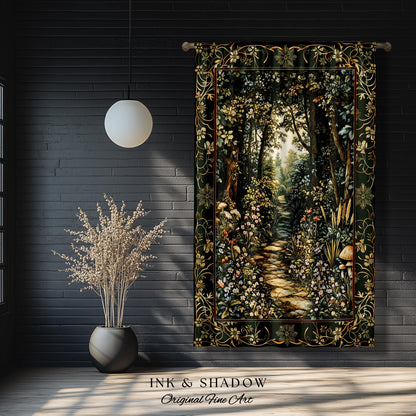 Fairy Meadow Mushroom Forest Curtains Mystic Academia Folklore Inspired, Fairycore Woodland Gothic Whimsical Medieval Window Drapes Floral |