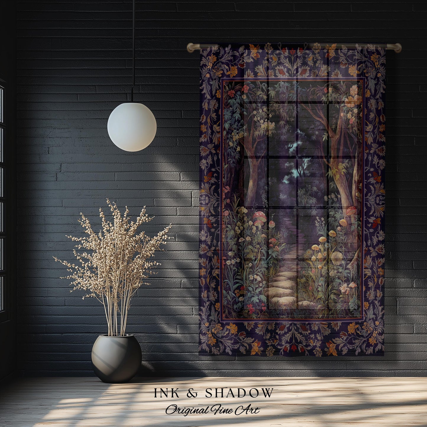 Magical Woodland Mushroom Drapes | Fairytale Theme Woodland Botanical Aesthetic Whimsical Home Window Curtains Bedroom Housewarming Gift |