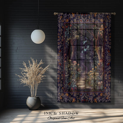 Magical Woodland Mushroom Drapes | Fairytale Theme Woodland Botanical Aesthetic Whimsical Home Window Curtains Bedroom Housewarming Gift |