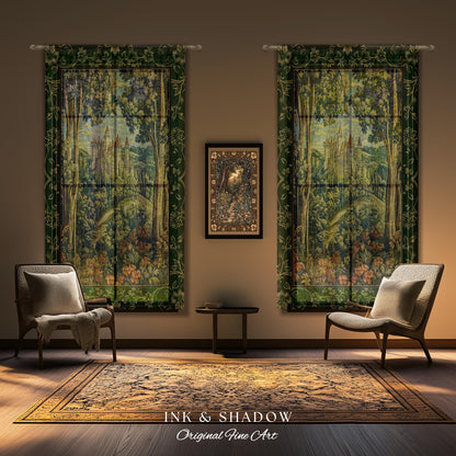 Fairytale Aesthetic Castle Drapes Fairycore Folklore Inspired Decor | Magical Woodland Bedroom Whimsigothic Ethereal Forest Window Curtains