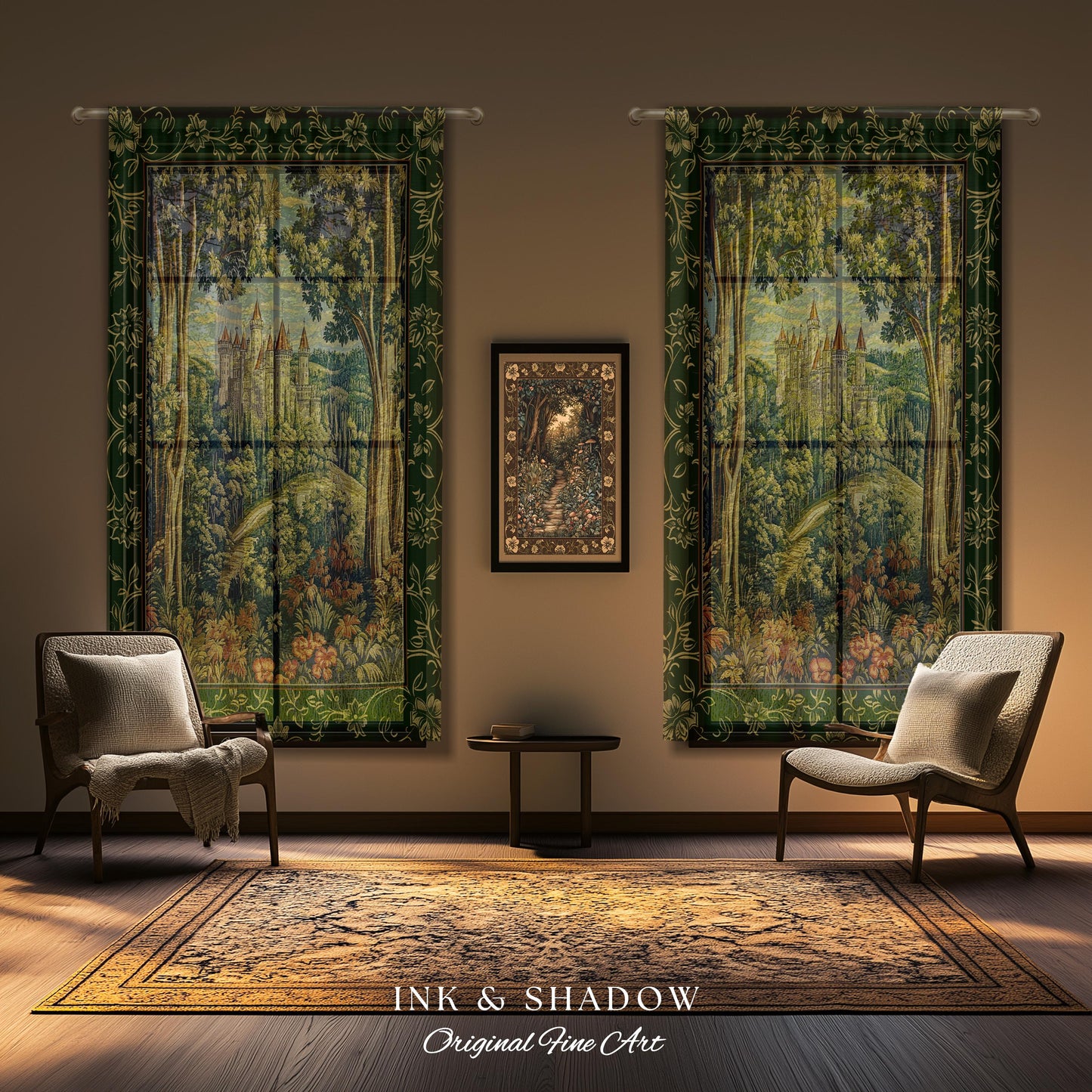 Fairytale Aesthetic Castle Drapes Fairycore Folklore Inspired Decor | Magical Woodland Bedroom Whimsigothic Ethereal Forest Window Curtains
