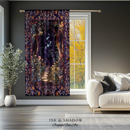 Magical Woodland Mushroom Drapes | Fairytale Theme Woodland Botanical Aesthetic Whimsical Home Window Curtains Bedroom Housewarming Gift |