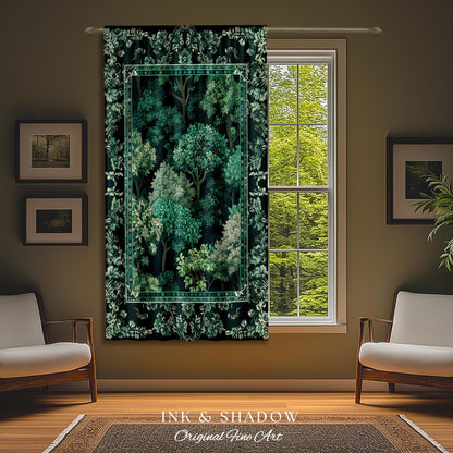 Verdant Greenery Botanical Drapes | Woodland Magical Aesthetic Living Room Green Window Curtains Plant Loving Bedroom Decor Gift Emerald |