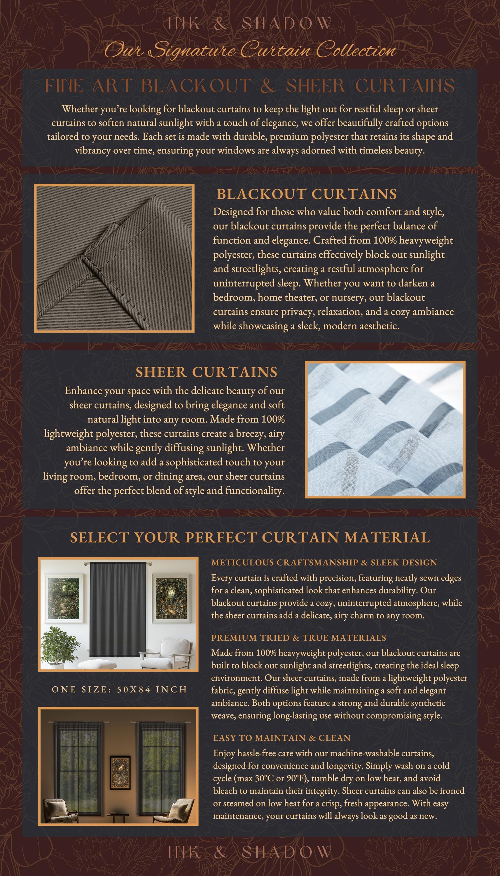 Moody Gothic Blues Tree of Life Curtain | Mystical Garden Theme Vintage Floral Decor Romantic Folk Art Forestcore Maximalist Bedroom Drapes