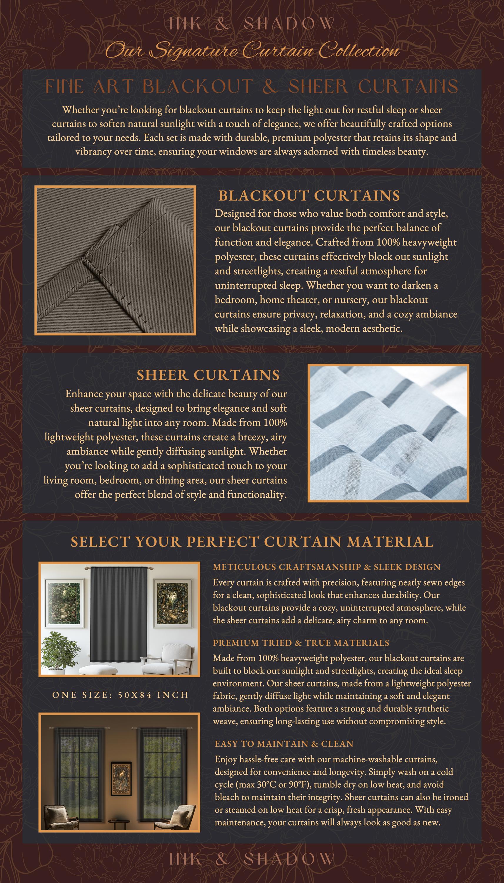 Enchanted Floral Pomegranate Curtain Whimsigothic Botanical Cottagecore Drapes, Dark Academia Decor Indigo Blue Art Nouveau Home Accents |