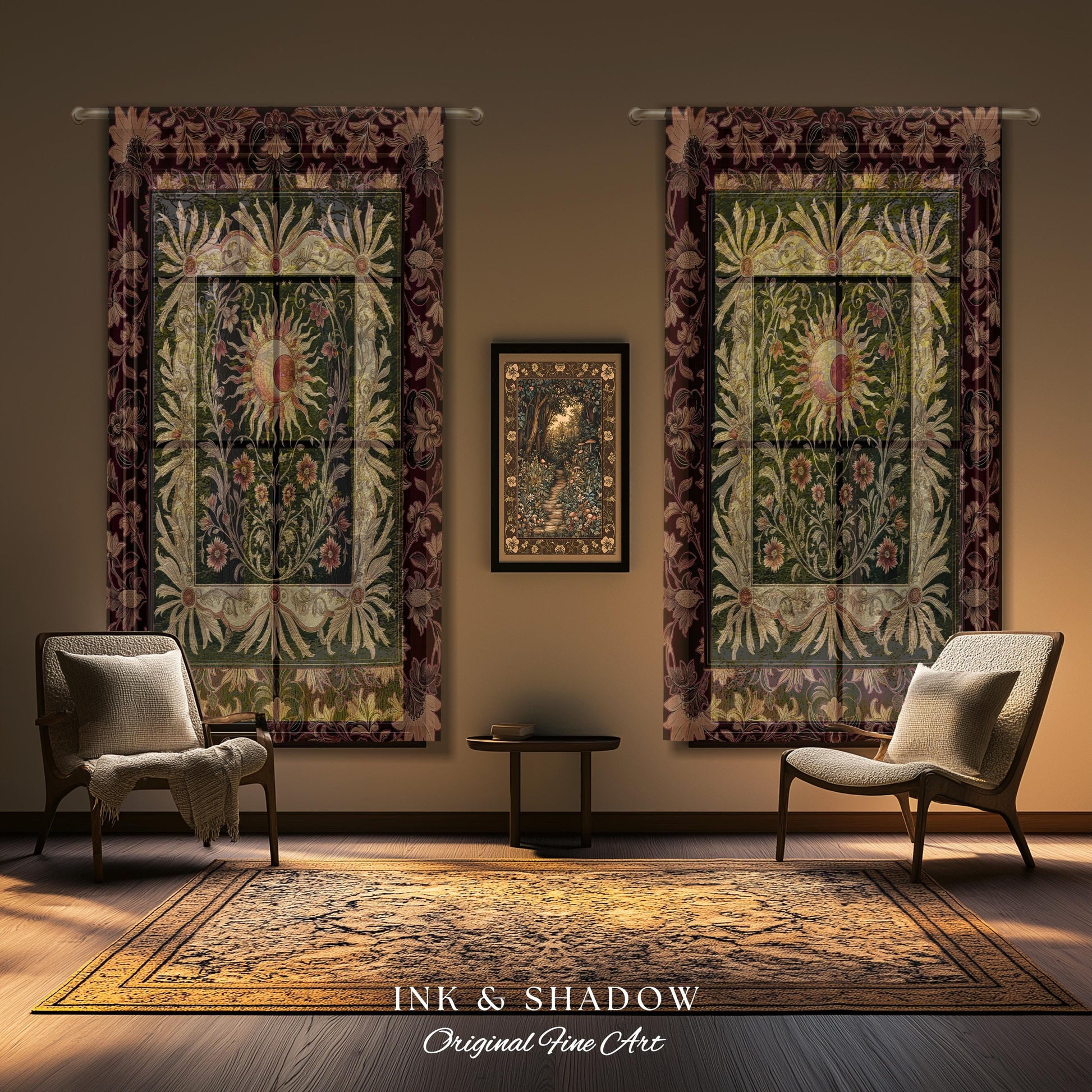 Celestial Victorian Gothic Drapes | Dreamy Aesthetic Witchy Bohemian Magic Cosmic Astrology-Themed Maximalist Bedroom Decor Cosmic Curtains