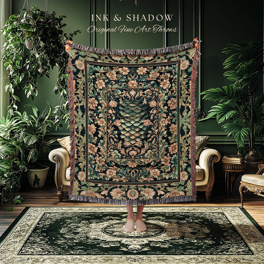 Medieval Maximalist Ethereal Tapestry | Soft Pastel Castlecore Woven Throw Blanket Fairy Grunge Ornate Dragon Scale Rustic Victorian Style |