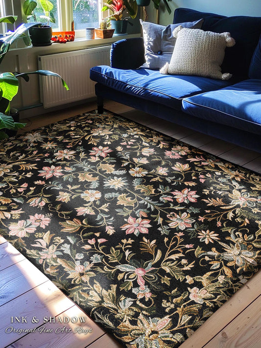 Pastel Baroque Floral Fairycore Rug | Soft Cottagecore Whimsical Wildflower Decor Vintage Fairytale Aesthetic Romantic Victorian Accent Art