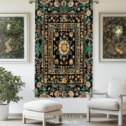 Witchy Sun Dark Academia Curtain | Bohemian Rustic Whimsical Gothic Maximalist Bedroom Drapes Whimsical Celestial Astrology Aesthetic Magic