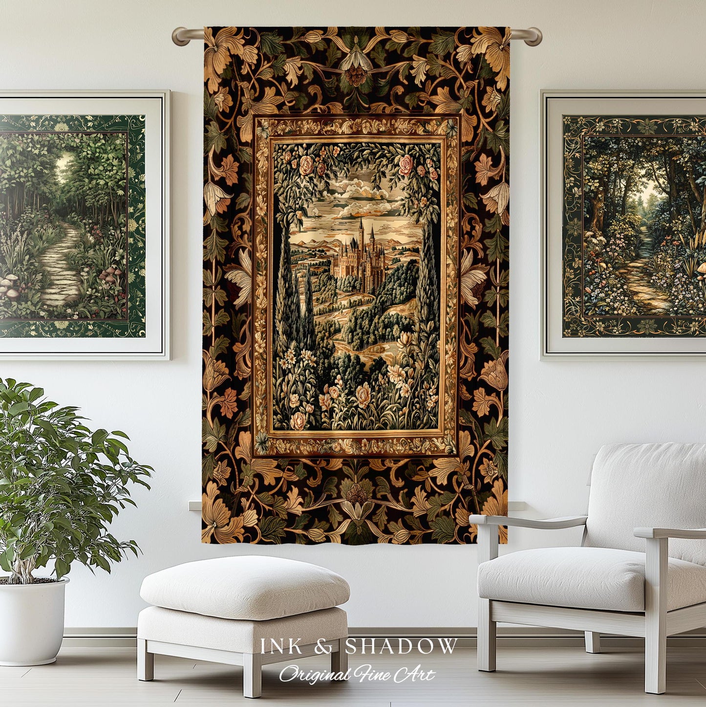 Romantic Victorian Botanical Curtains | Medieval Woodland Fairytale Castle Whimsigothic Folklore Romantic Princesscore Victorian Drapes |