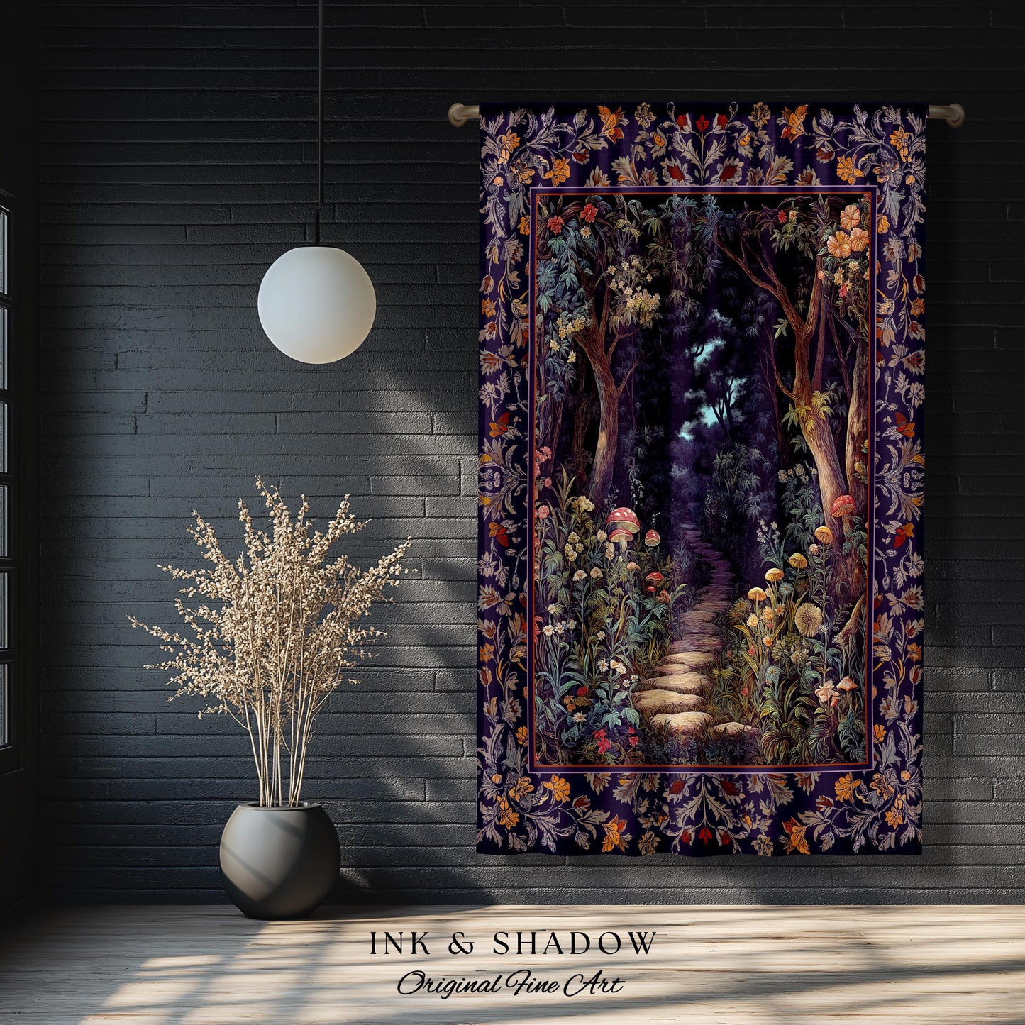 Magical Woodland Mushroom Drapes | Fairytale Theme Woodland Botanical Aesthetic Whimsical Home Window Curtains Bedroom Housewarming Gift |