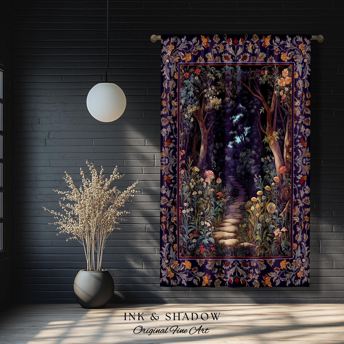 Magical Woodland Mushroom Drapes | Fairytale Theme Woodland Botanical Aesthetic Whimsical Home Window Curtains Bedroom Housewarming Gift |