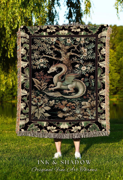 Mystical Fantasy Dragon Rug Runner Enchanting Dark Nature | Ancient Aesthetic Chinese Dragon Art Decor Ethereal Dragon Decoration Forestcore
