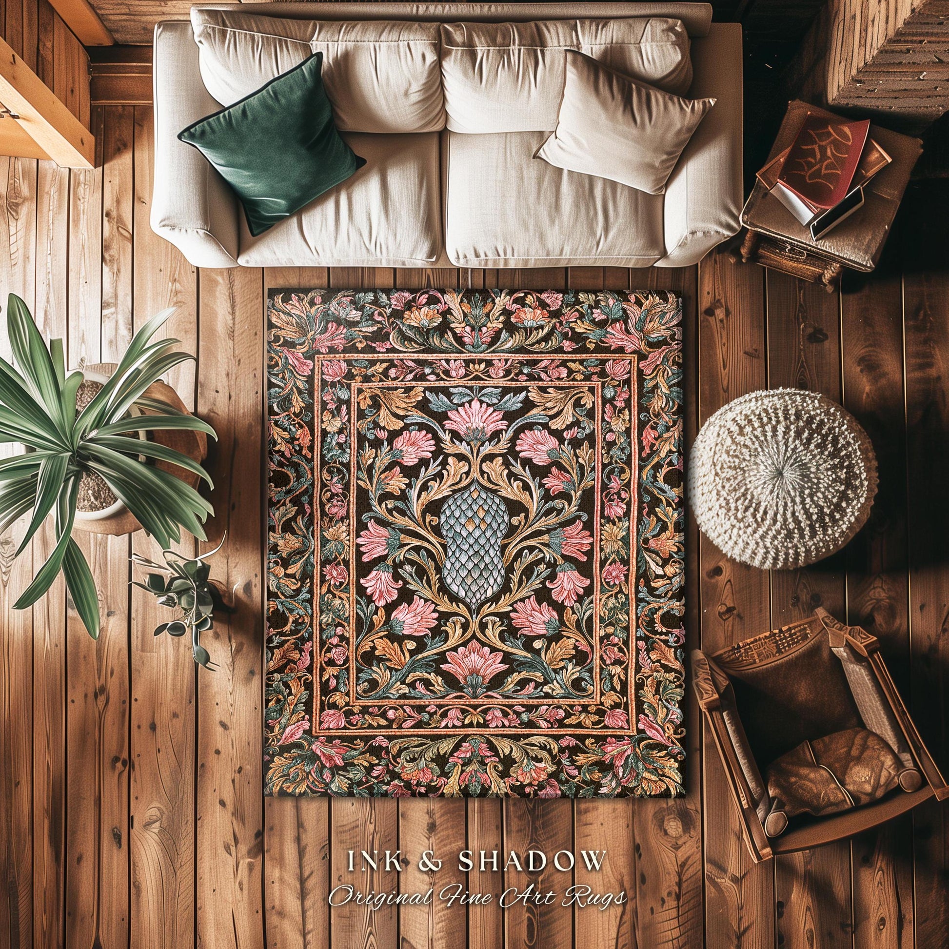 Princess Pink Ornate Accent Rug | Storybook Elegance Pastel Whimsical Area Rug Dragon Scale Fantasy Coquette Bedroom Decor Princesscore |
