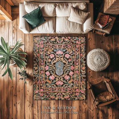 Princess Pink Ornate Accent Rug | Storybook Elegance Pastel Whimsical Area Rug Dragon Scale Fantasy Coquette Bedroom Decor Princesscore |