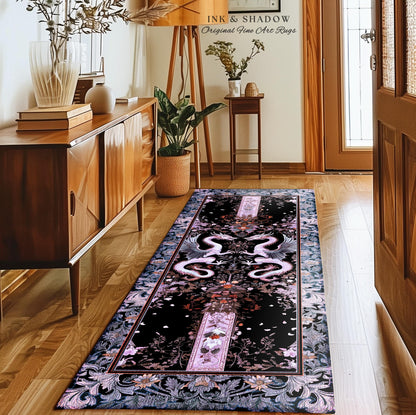 Pastel Gothic Fantasy Dragon Rug | Medieval Aesthetic Chinese Dragon Area Rug Home Acceent Lavender Purple Decor Whimsigothic Dark Academia
