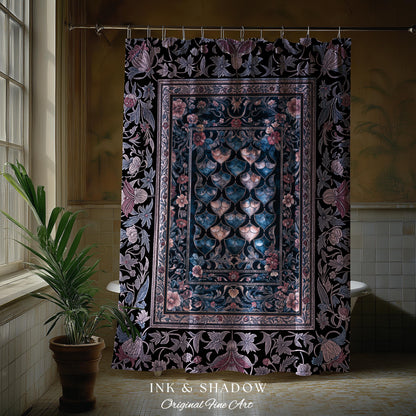 Lavender Purple Ethereal Ornate Shower Curtain | Fairycore Grunge Pastel Whimsical Blanket Gothic Dragon Scale Bathroom Floral Fairytale |