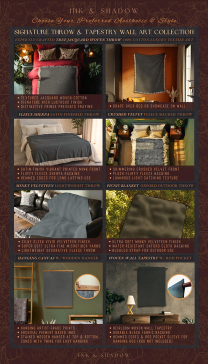 Dreamy Academia Skeleton Tarot Throw | Bohemian Skull Blanket Witchcore Woven Tapestry Fall Gothic Decor Spooky Aesthetic Halloween Gift |