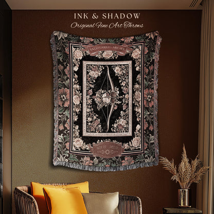 Baroque Romanticism Sagittarius Constellation Blanket Victorian Astrology Tapestry Throw, The Archer Fairycore Celestial Decor Birthday Gift