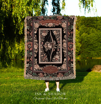 Baroque Romanticism Sagittarius Constellation Blanket Victorian Astrology Tapestry Throw, The Archer Fairycore Celestial Decor Birthday Gift